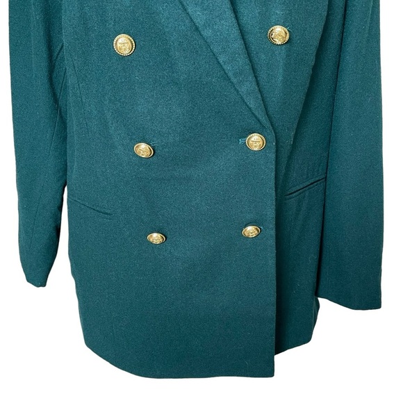 Jessica London Women’s Double Breasted Wool Blazer Coat Plus Size 20 Green - Picture 3 of 8